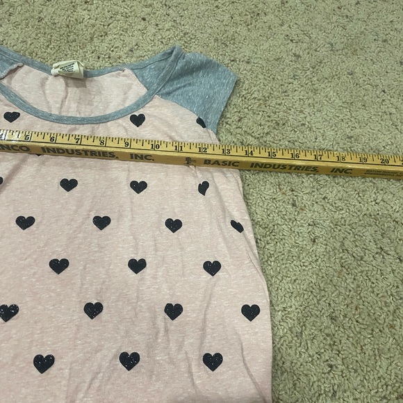 Self Esteem Pink Heart Print Raglan Top Size Small Casual Tee - Picture 3 of 7